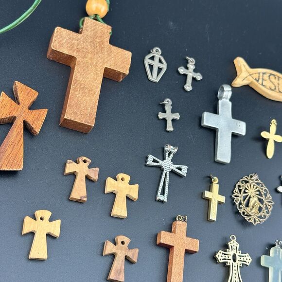 Lot Mix Cross Pendants Christian Religious Catholic Faith Vintage Now Handmade - Picture 13 of 14